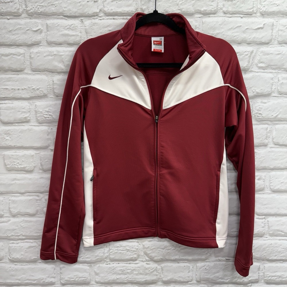 Nike Team Dri-Fit Maroon Track Jacket Women's‎ Sz M Full-Zip Running Sports Wear